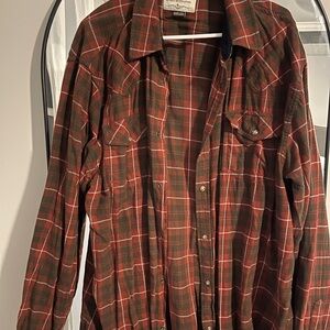 Cody James Rust Red and gray/blue Plaid Shirt